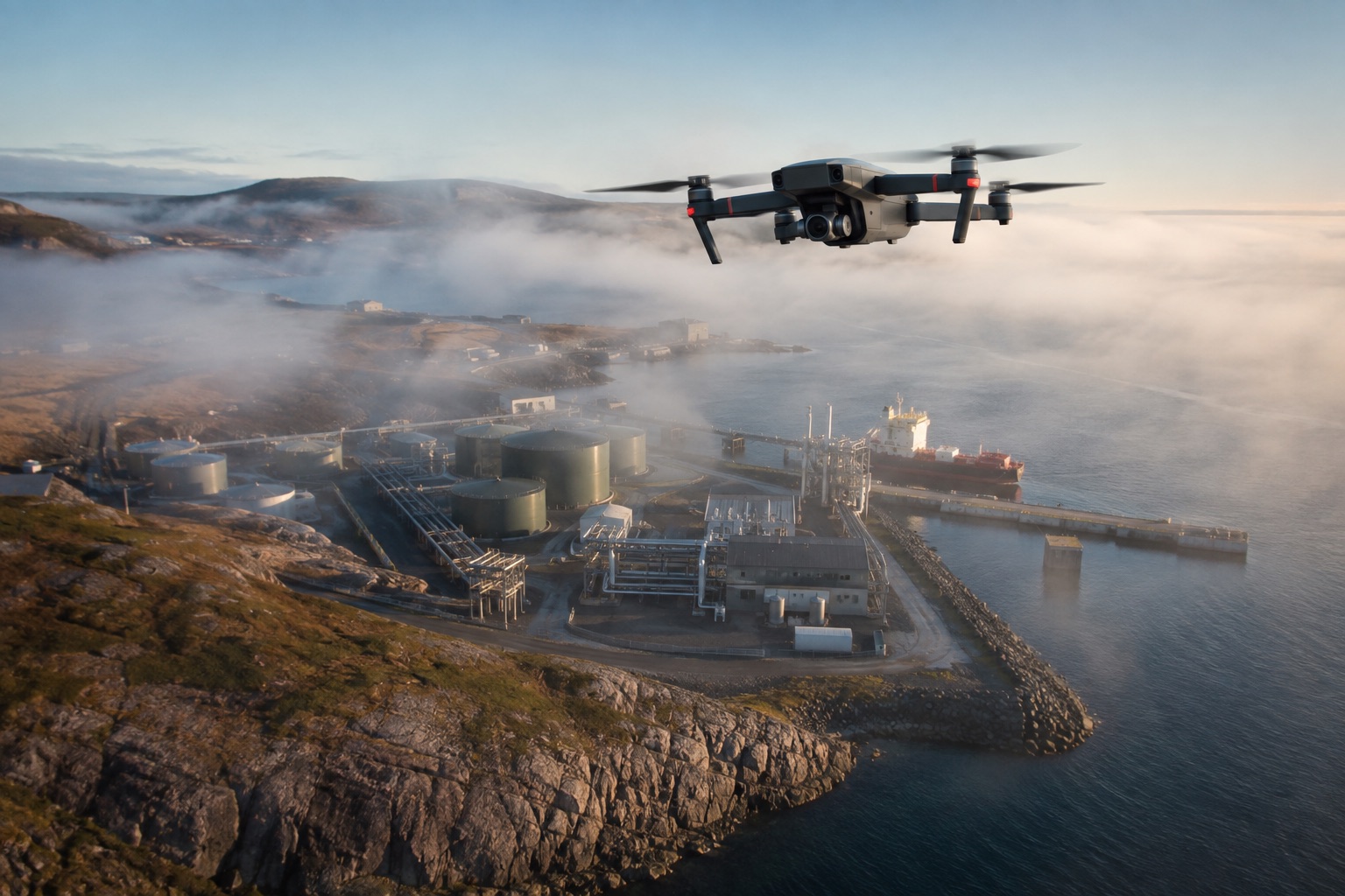 Commercial drone operation at a Canadian site
